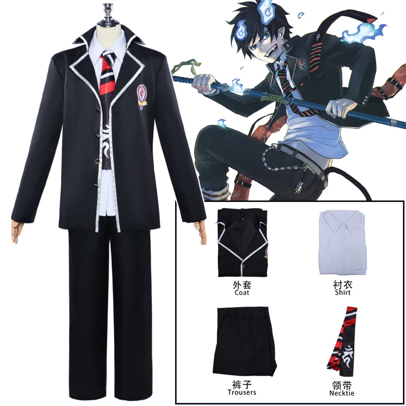 Okumura Rin Anime Fantasias de Cosplay masculinas, Exorcista Azul, Uniforme Shimane, Festa de Halloween, Vestir