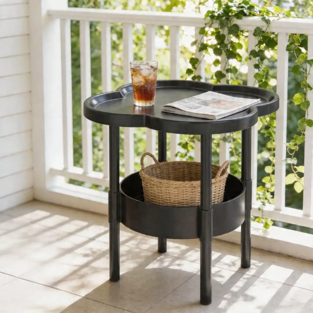 Two-Tier Modern Side Table, Four-Leaf Clover-Shaped Coffee Table, Small Bedside Table, Sofa, Bedroom, Living Room, Side Table, Snack Table