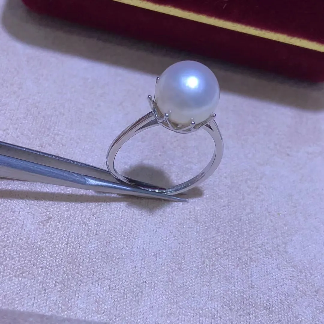 

S925 Sterling Silver Adjustable Ring Mount Settings Findings Mountings Accessory Parts Fittings for 9-10mm Pearls 5pcs/lot