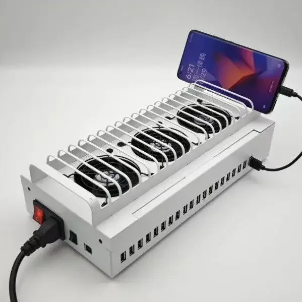 20 Ports Phone Farm USB Hub Box, Android Batch Synchronization Control Box for Unified Smartphone Management