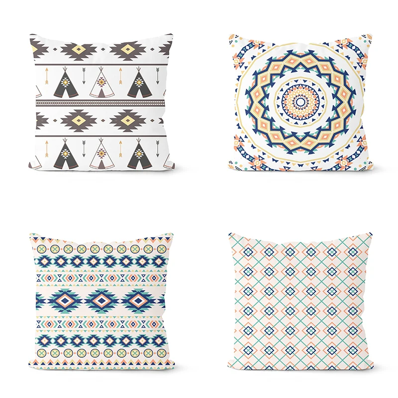 

45X45CM Retro Abstract Geometric Pillowcase Living Room Sofa Office Seat Car Cushion Cover Home Decor Plush Wholesale