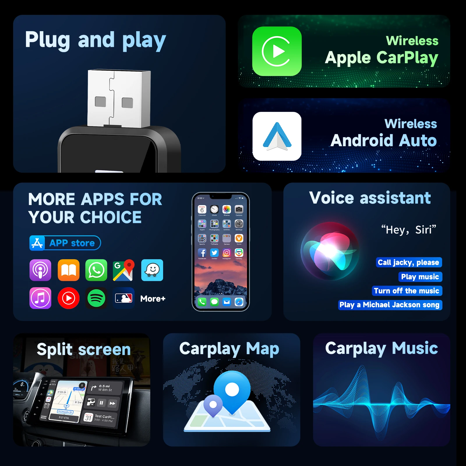 2in1 NEW Wireless CarPlay Android Auto Wireless Adapter Smart Mini AI Box Plug And Play WiFi Fast Connect Universal For Nissan