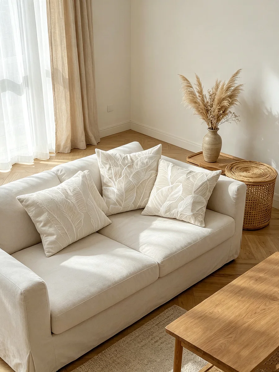 Light Khaki Minimalist Silhouette Pillow Covers 4Pcs Modern Simple Style Decorative Throw Pillows for Sofa Living Room Decor