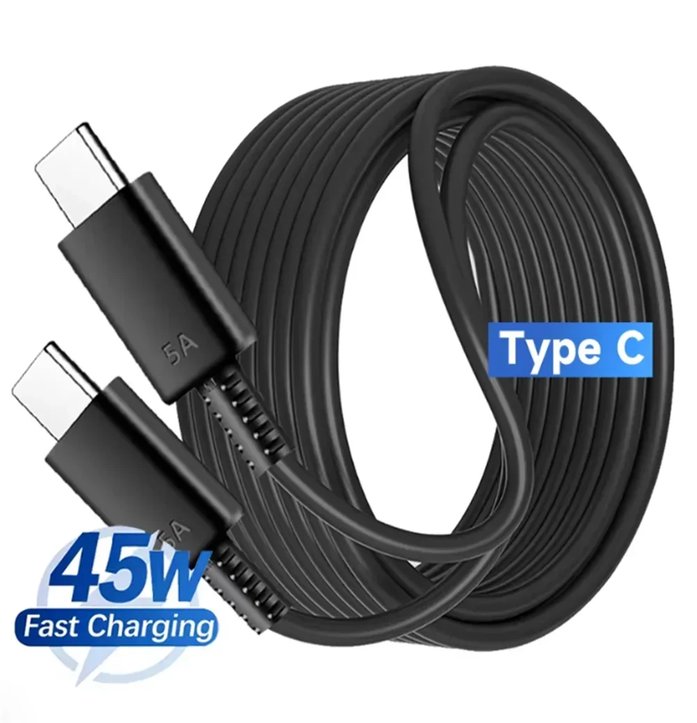 2Pcs  45W Super Fast Charging Cable USB Type C Cables  For Samsung Galaxy S20 S21 S22 S23 Ultra A54 A53 A33 A13 Note 20 10 Plus