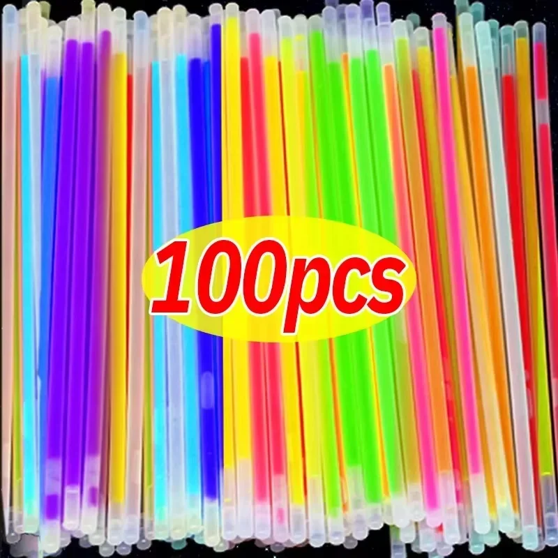 

100/10Pcs Fluorescence Sticks Party Multicolor Glowing Stick Bright Colorful Light Bright Bendable Glow Bracelet Party Supplies