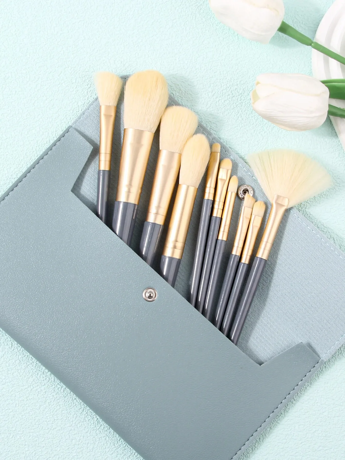 PRO 10-make-upborstelset - Vegan Cosmetics Brushes Kit voor foundation, concealer, blozen, oogschaduw, markeerstift, professionele mak