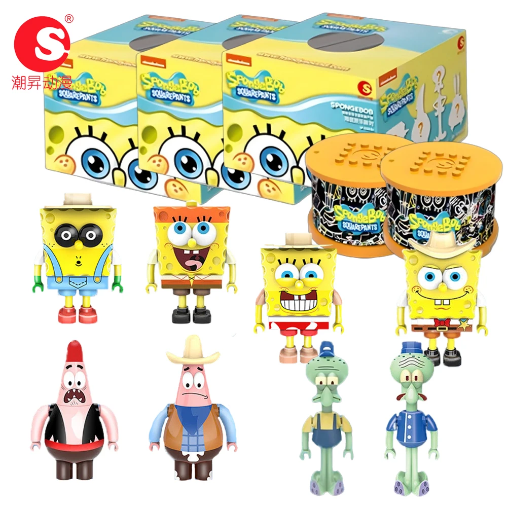 

Genuine SpongeBob SquarePants 20th Anniversary Blind Box Gashapon Toy Buildable Statues Trendy Blocks Wonderful Gift for Couples