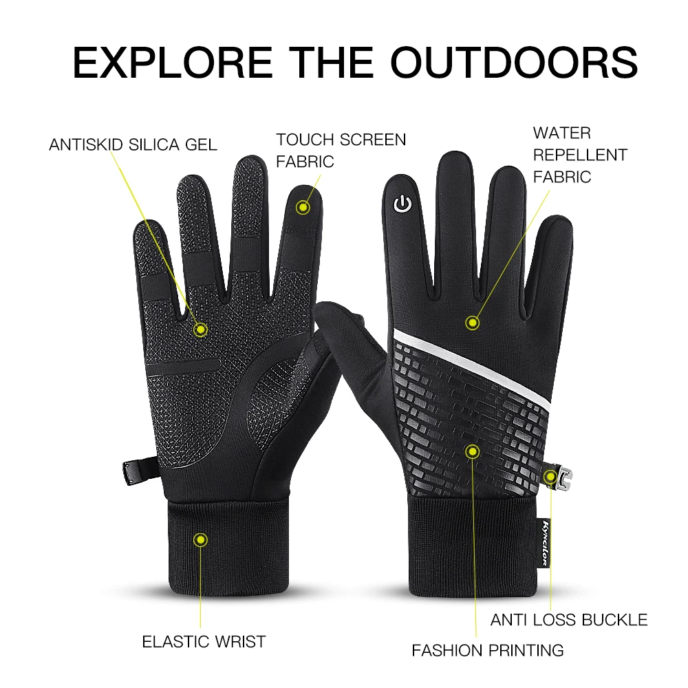 Vilico Autumn and Winter Warm Touch Screen Full Finger Bicycle Gloves Waterproof Sports Gloves Bicycle Skiing Motorcycle Riding