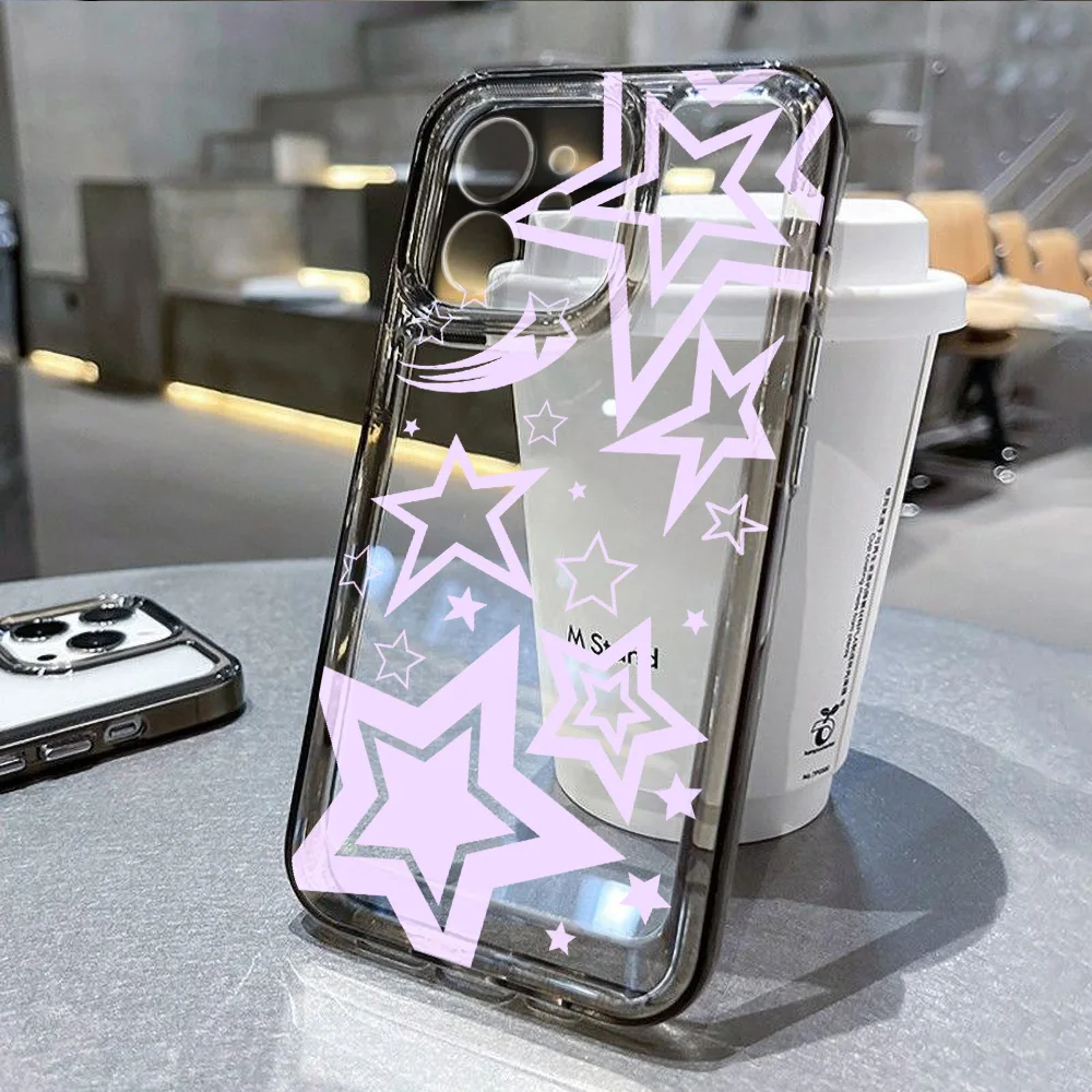 Silicone Phone Case For iPhone 14 15 11 12 13 Pro Max Case iPhone 15 14 7 8 Plus XS Max XR X SE 2020 Clear Star Y2K Cases Cover  image 4