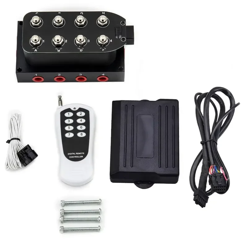 8-Valve 12v Solenoid Manifold Valve Kit with Remote Control Air Ride Suspension Management 0-200 psi New Condition