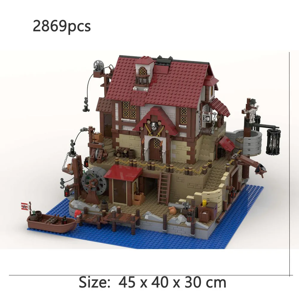 2869 sztuk MOC piraci Pub modułowa architektura klocki montaż zabawkowy Model cegła urodziny dla dzieci wystawa prezenty