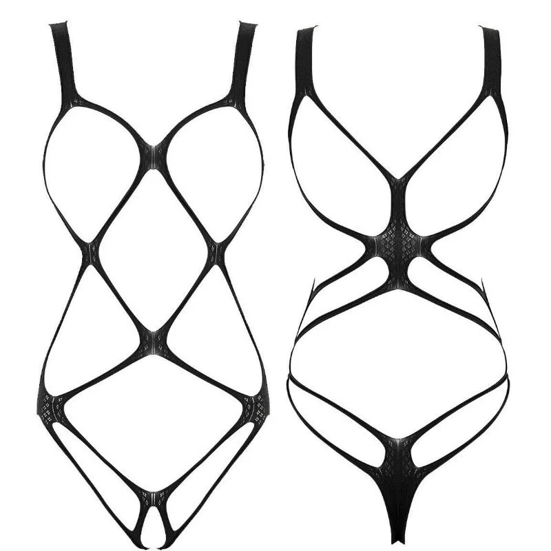 FREEAUCE  Men\'s Exotic Hollow Open Crotchless Fishnet Bodystocking Bodysuit Sexy Erotic Underwear Plus Size for Man XXXL Clothes