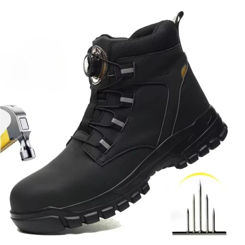 Men's Boots Waterproof Mens Safety Shoes Anti Smash Stab Resistant Work Boots Indestructible Steel Toe Men Shoes Plus Size 36-48