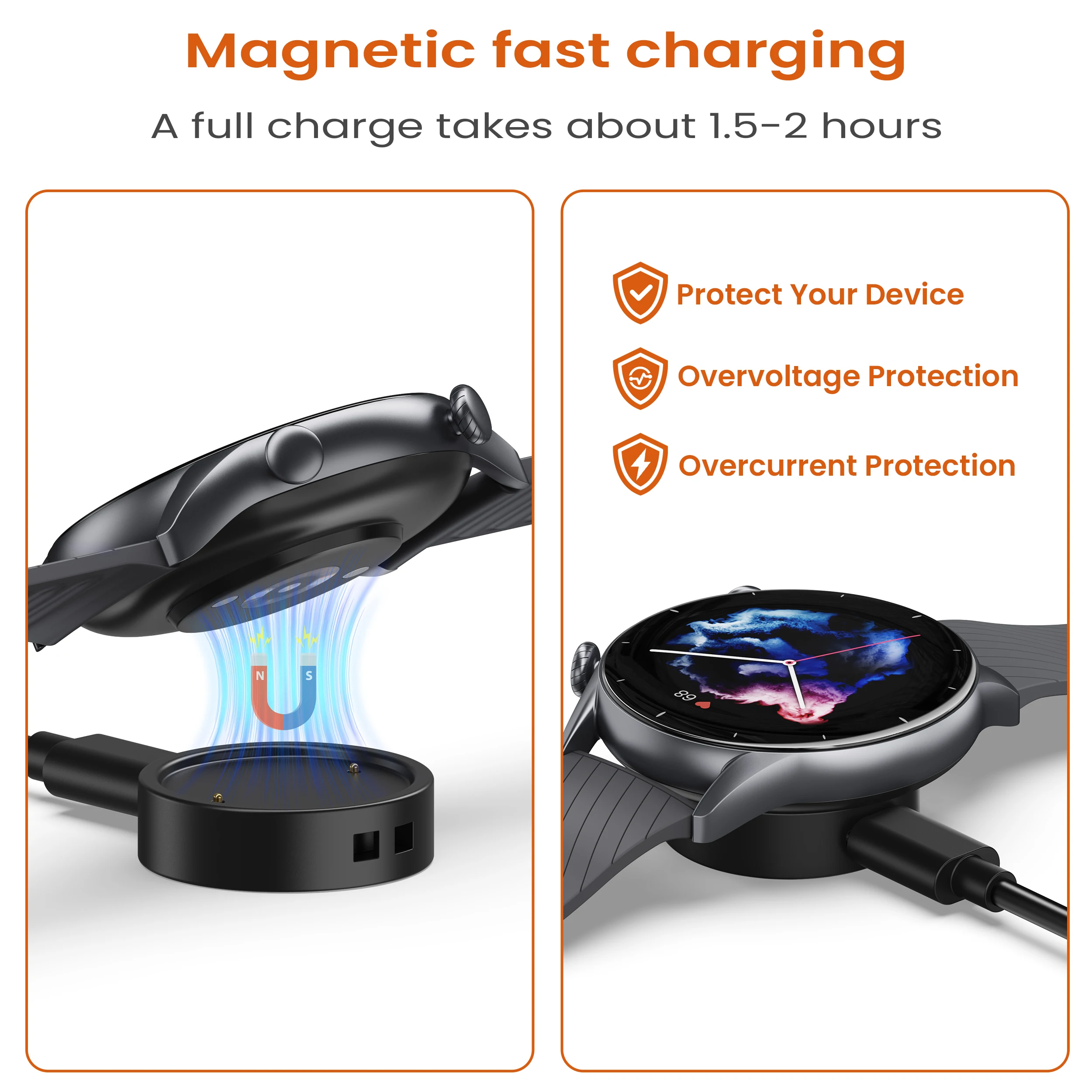 Magnetic Charger For Amazfit Active 2/Bip 6/GTR 4/GTR 3 Pro/GTS 3 4/T-Rex 2/T-Rex Ultra/cheetah pro Charging Cable Dock Holder image 6