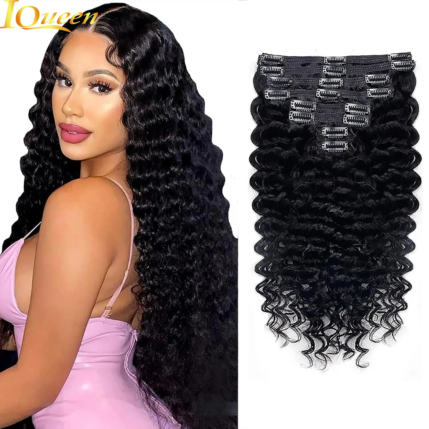 

Deep Wave Clip ins Human Hair Extensions for Women Clip ins Hair Extensions Real Human Hair Thick to Ends Natural Color Clip ins