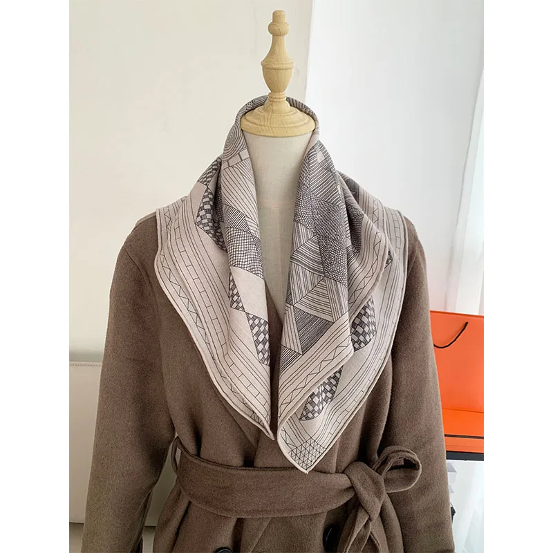 

Женский шелковый шарф из 70% шерсти и 30% - роскошный дизайн, сохраняет вас тепло зимой, декоративный платок, 65*65 см.