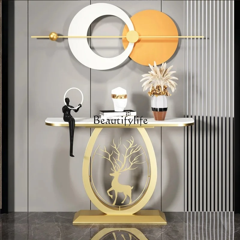 Corridoio   moderno semplice leggero lusso porta d'ingresso di fascia alta tavolo d'ingresso tavolo decorativo arte bar case in
