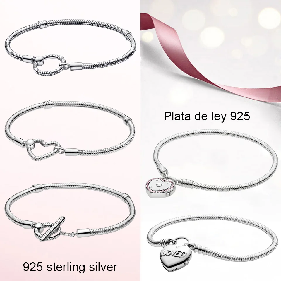 

Charming Jewelry 925 Sterling Silver Moments O Closure Snake Chain Bracelet for Baby Gift Lock Your Promise Bracelet