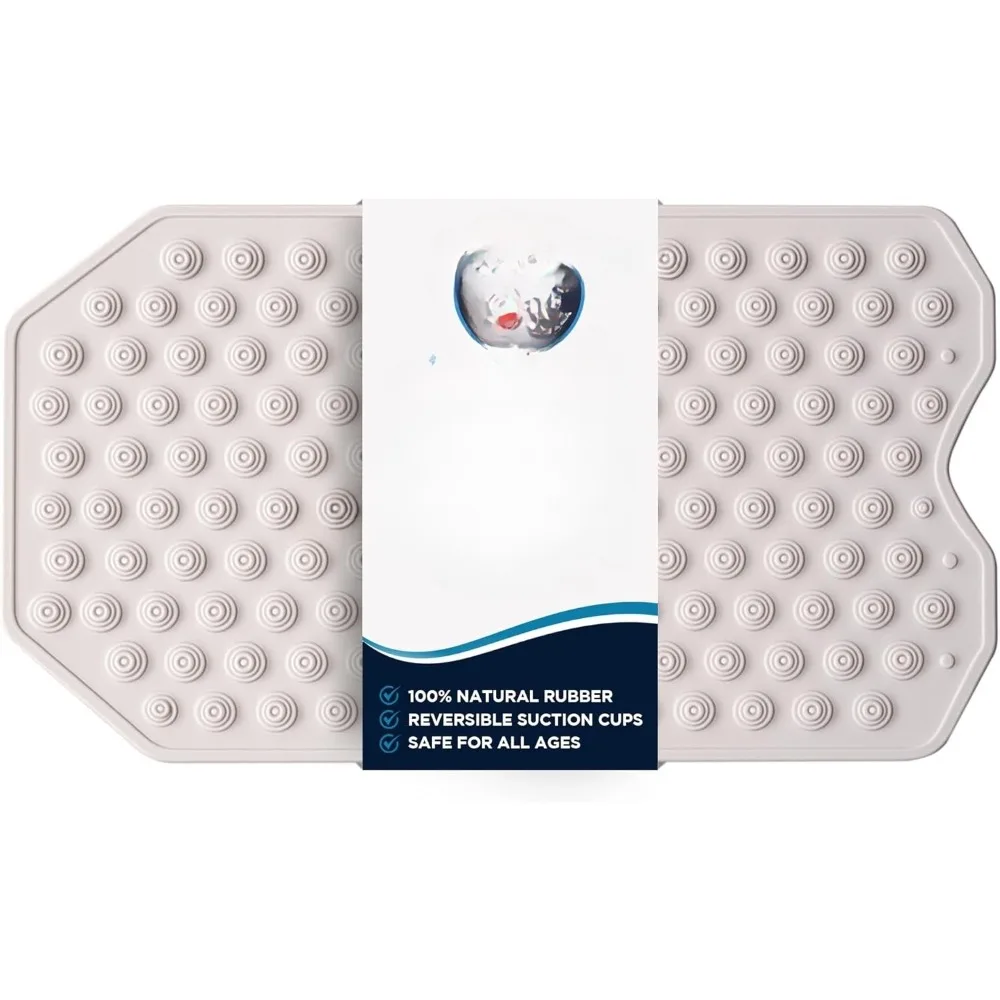 

Non Slip Rubber Bathmat for Textured Tubs, No Suction Cups, Foldable & Skid Resistant for Shower, Bath Mats