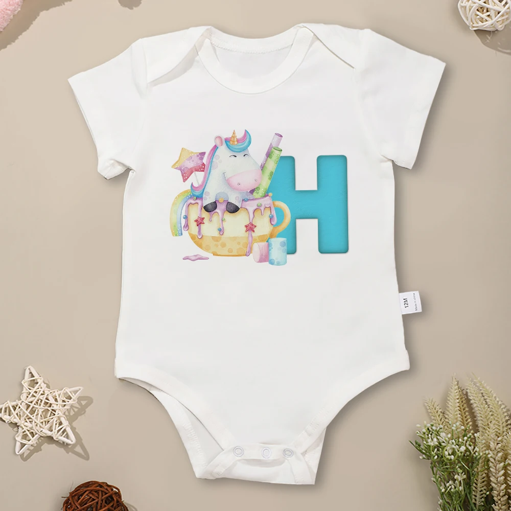 

100% Cotton Baby Boy Clothes Bodysuits Cartoon Unicorn Pattern Cute Newborn Girl Onesie Pajamas American Style Fast Delivery