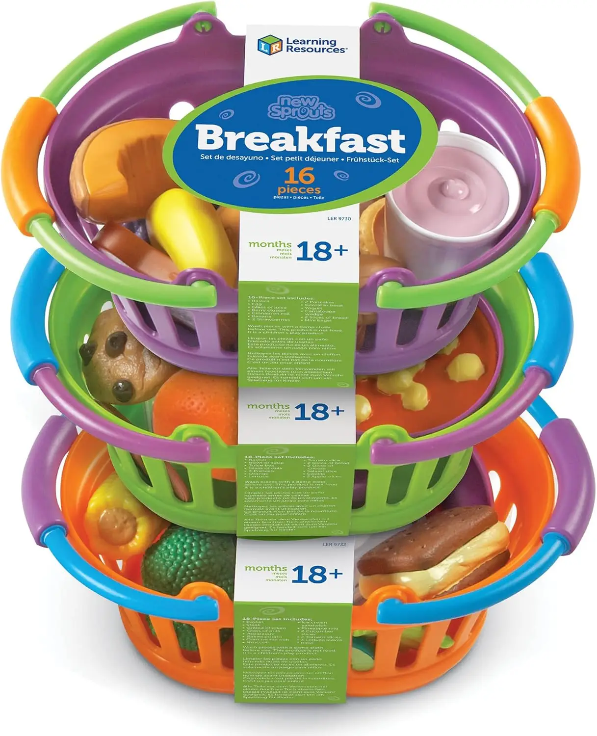 Bundle of Breakfast, Lunch and Dinner - 3 Sets, Ages 18+ months Toddler Educational Supermarket Pretend Play Food Toys