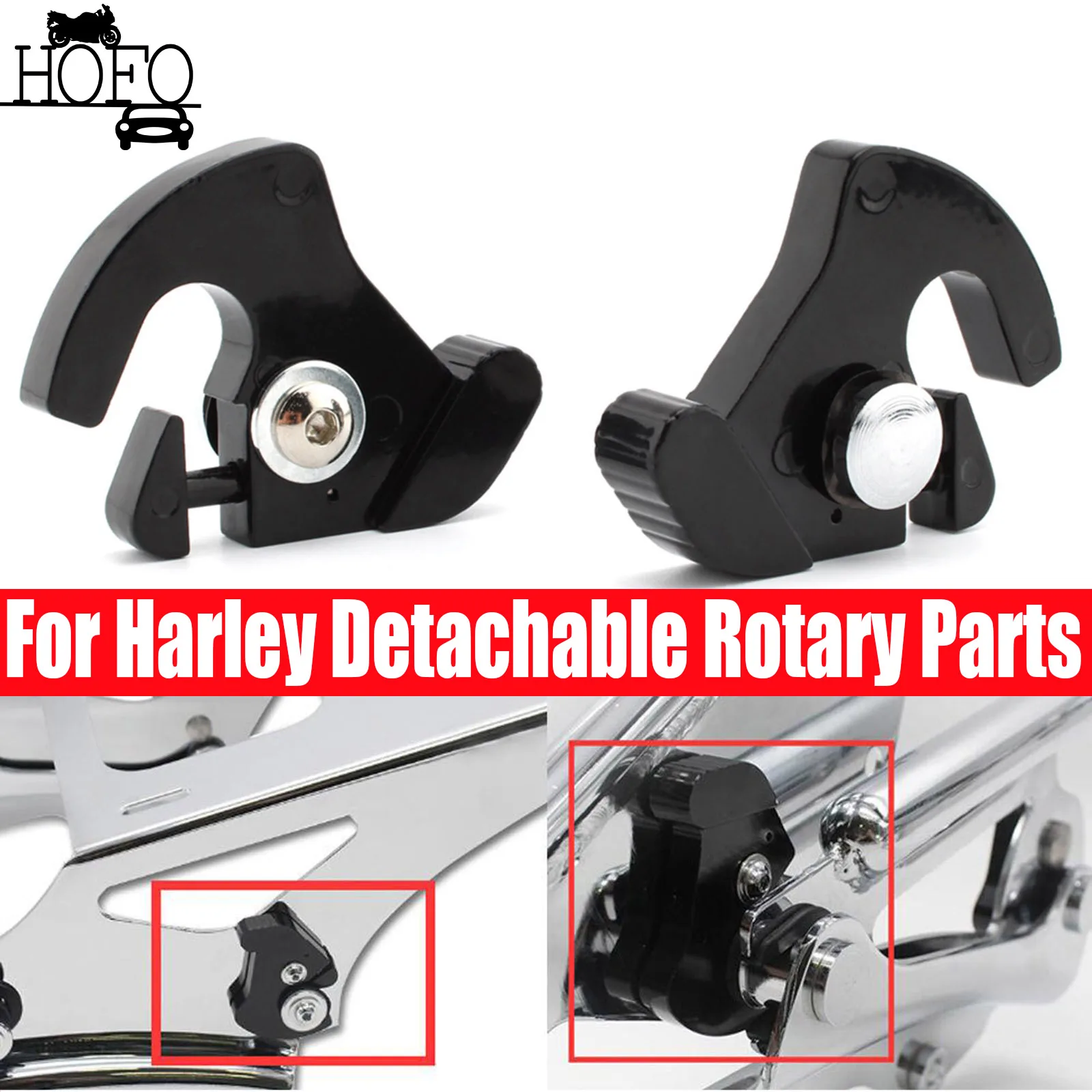 

For Harley Detachable Rotary Parts Motorcycle Black Detachable Rotary Sissy Bar Luggage Rack Latch Clips
