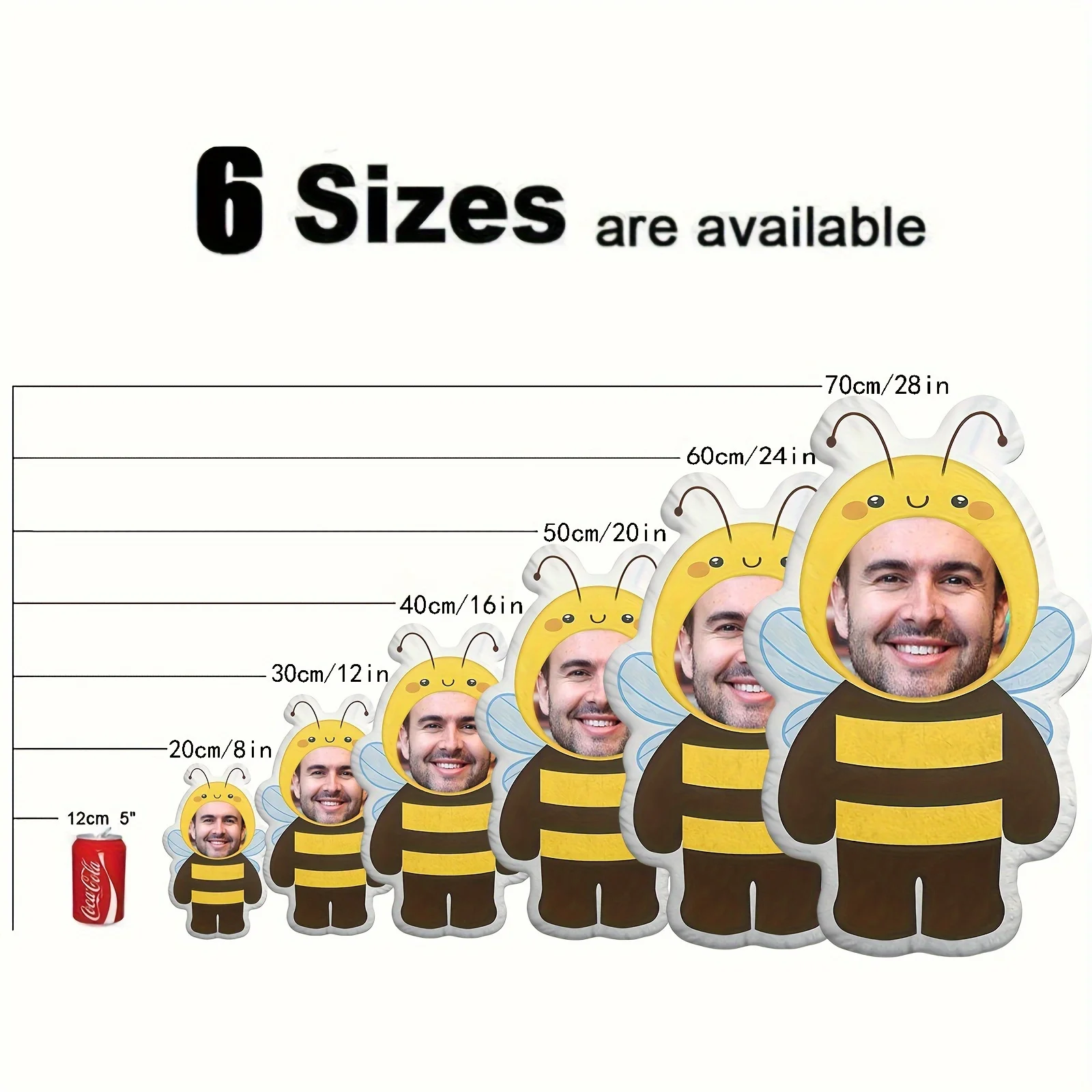 A Customizable Bee Shaped Photo Printed Pillow with Double-Sided Design, Machine Washable, Filled with Polypropylene Cotton