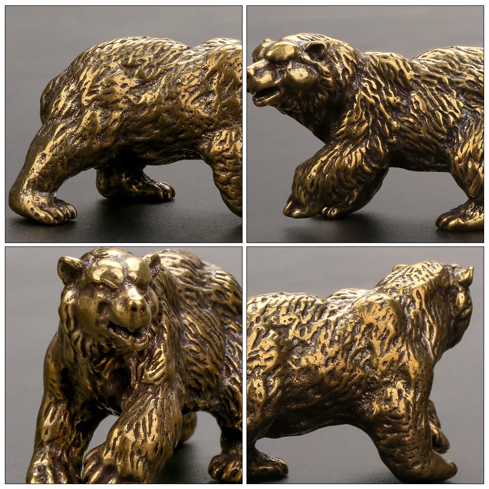 1Pcs Retro Bear Tea Pet Brassware Brass Desktop Decoration Classic Artware Ornament for Tea Store Home