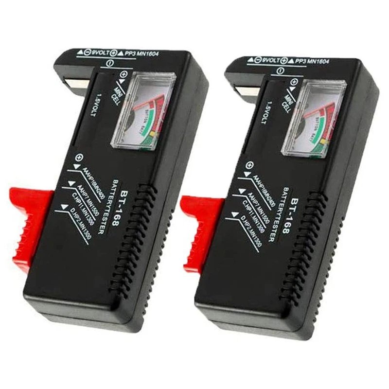 2 Pack Battery Tester, Universal Battery Checker For AA/AAA/C/D / 9V / 1.5V Button Cell Batteries