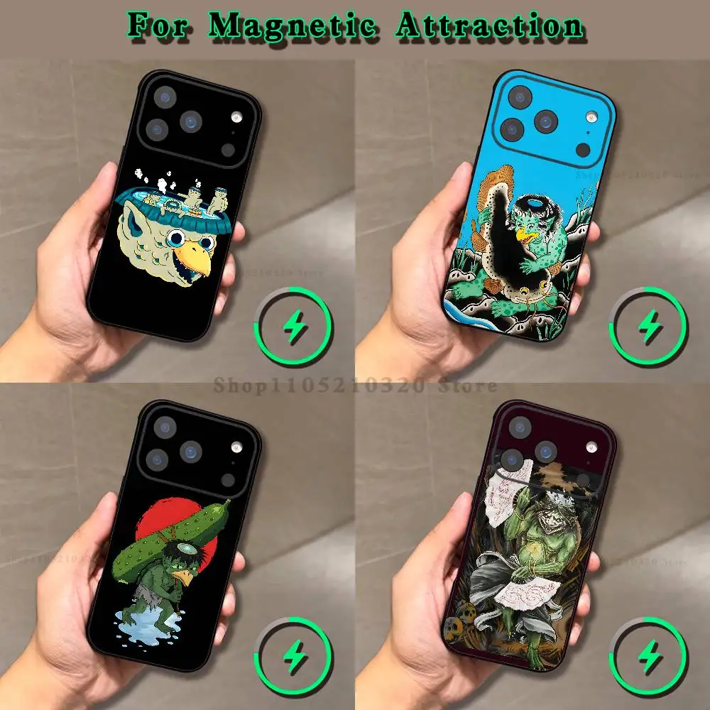 Funda para Teléfono Japonesa Kappa para iPhone 17, 16, 15, 14, 13, 12, X, XS, Pro, Max, Plus, E, Air, Mini con Magsafe Magnético y TPU Líquido