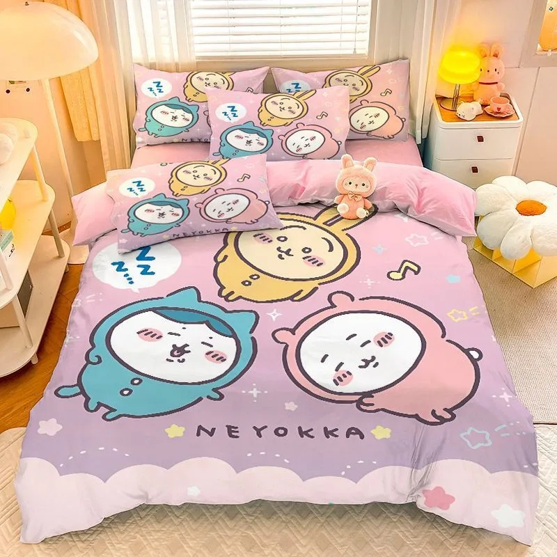 Chiikawa Pink Fashion Bedding Set Usagi 3D Printing Home Decoration Pillowcase Quilt Cover Cute Gift To Family and Friends