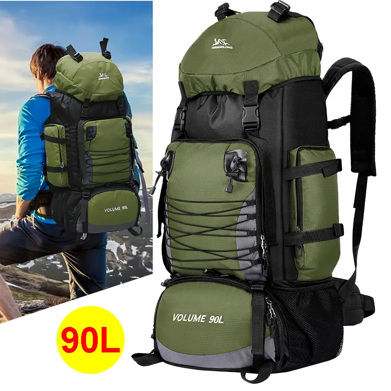 90L Travel Bag Camping Backpack Hiking Climbing Bags Mountaineering Large Sport Bag Outdoor Military Luggage Shoulder Pack