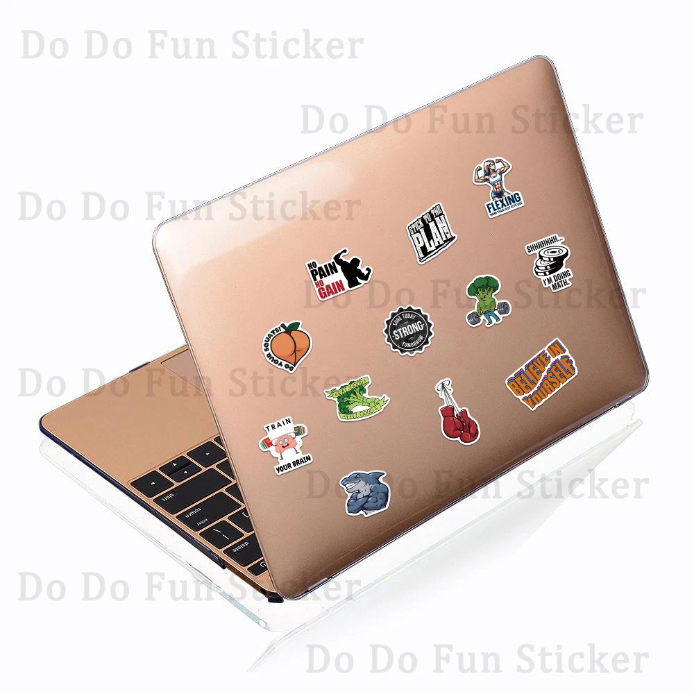 50PCS Fun Weight Loss Fitness Incentive Cartoon Stickers Muscle Barbell Weightlifting Kettle Bell Decoration Scrapbook Water Cup