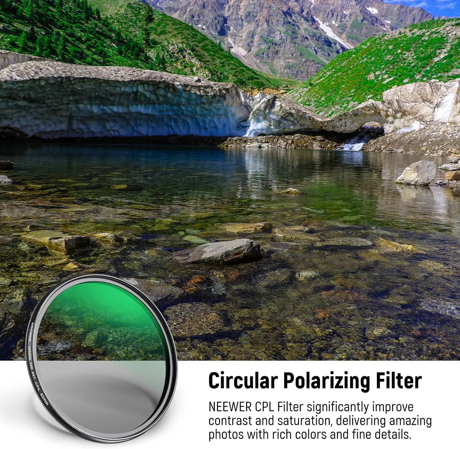NEEWER 82mm Polarizer Filter, 24 Layer Multi Resistant Nano Coated MC CPL Circular Polarizing Filter with HD Optical Glass