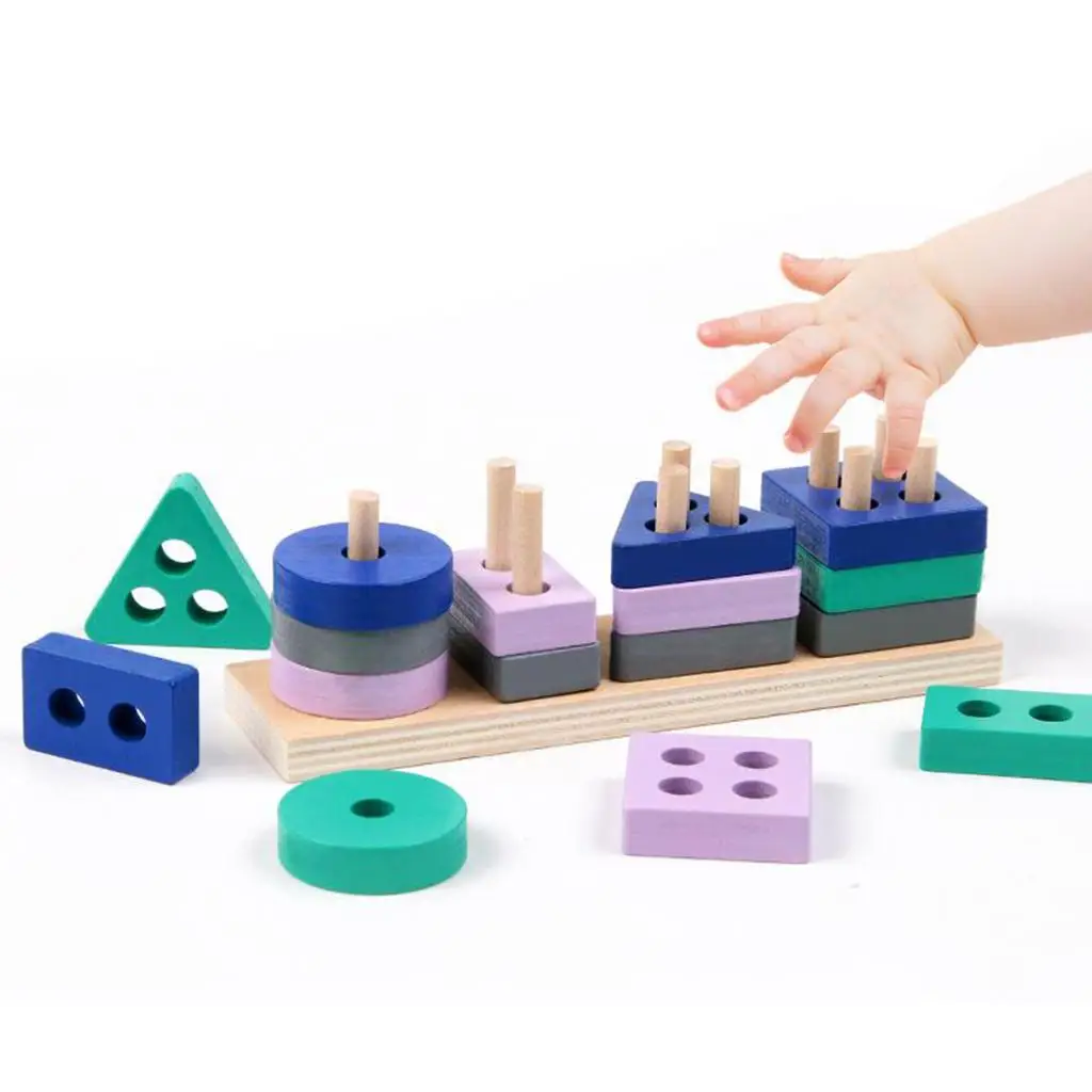 Wooden Educational Preschool Toddler Toys   5 Year Old  Shape Color Recognition Geometric Sorting Board Stack Sort