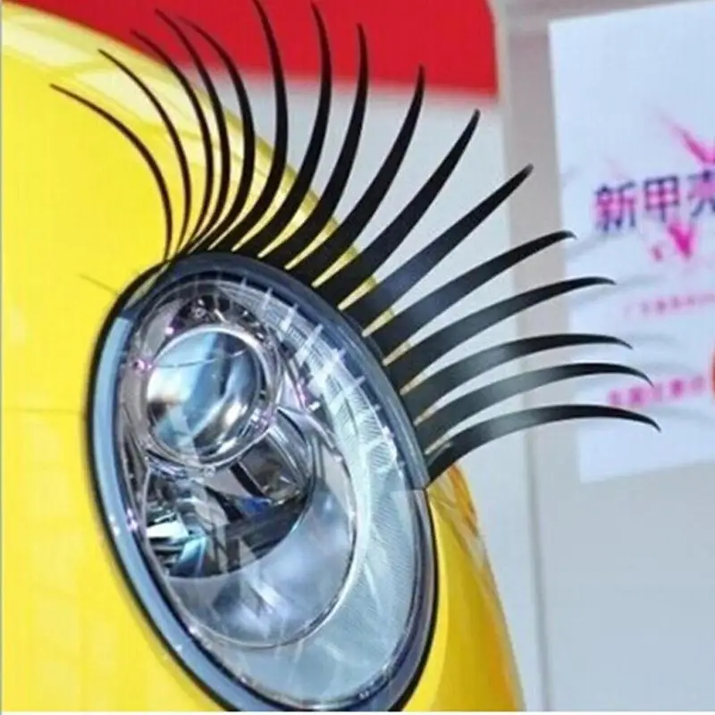 3D Charming Black False Eyelashes Fake Eye Lash Sticker Car Headlight Decoration Funny Decals Car Fake Eye Lash Sticker