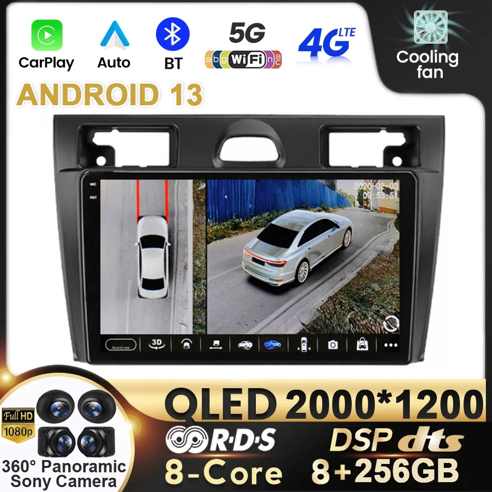 

Автомобильный радиоприемник Android 13 для Ford Fiesta Mk VI 5 Mk5 2002 - 2008 GPS автонавигация стерео головное устройство Carplay HDR без 2din DVD мультимедиа