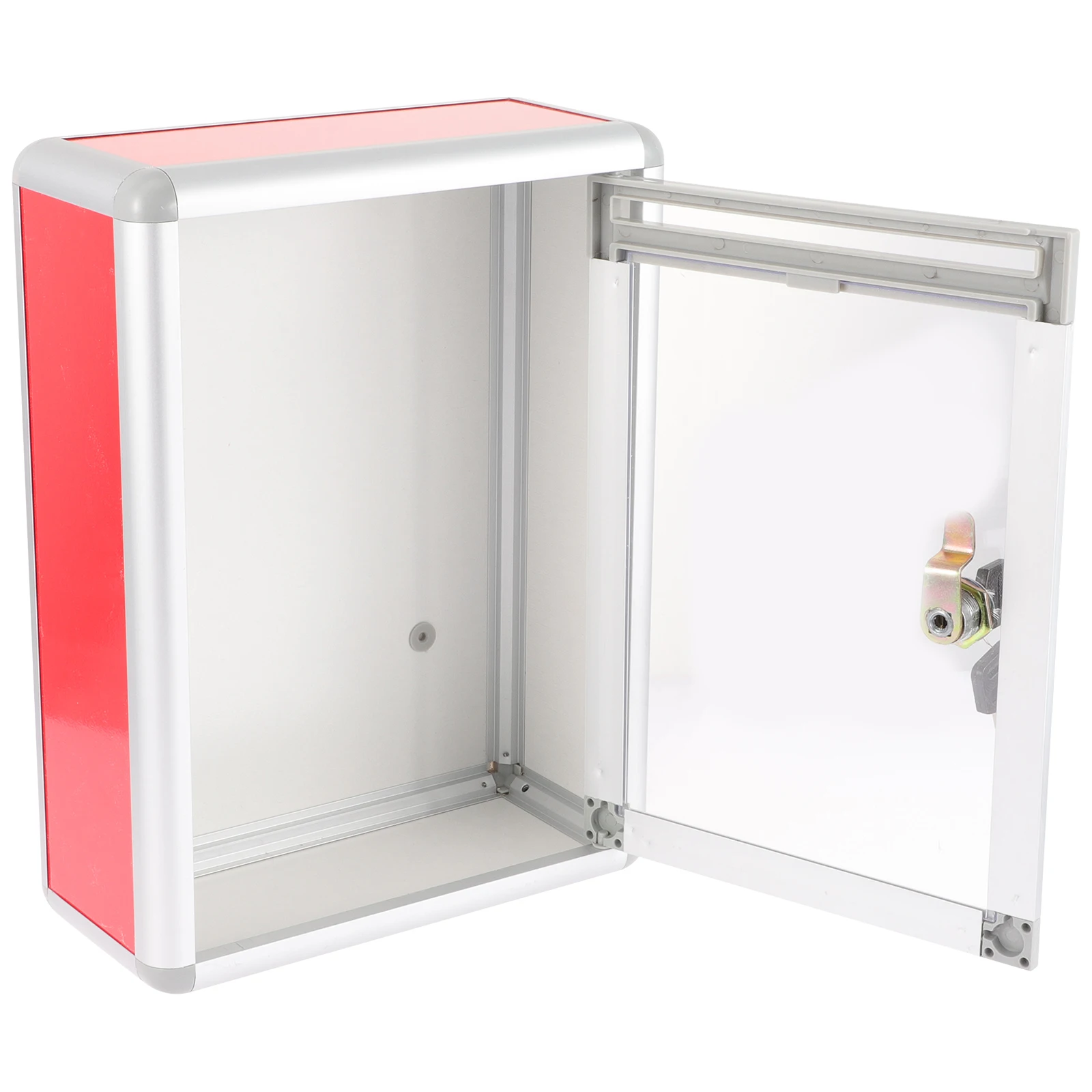 

Aluminum Alloy Wall Mounted Mailbox Red Transparent Voting Box for Indoor Outdoor Use HR019 Small Front Slot Lockable Suggestion
