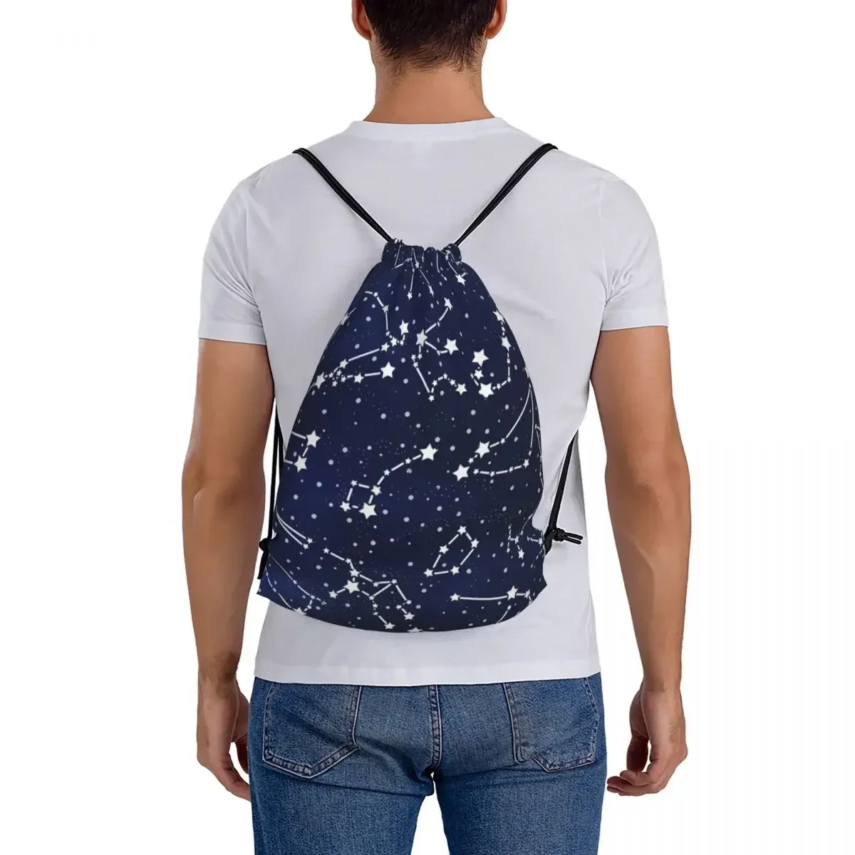 Vintage Outer Space Constellation Map Backpack Drawstring Bags Drawstring Bundle Pocket SundriesBag BookBag For Man Woman School