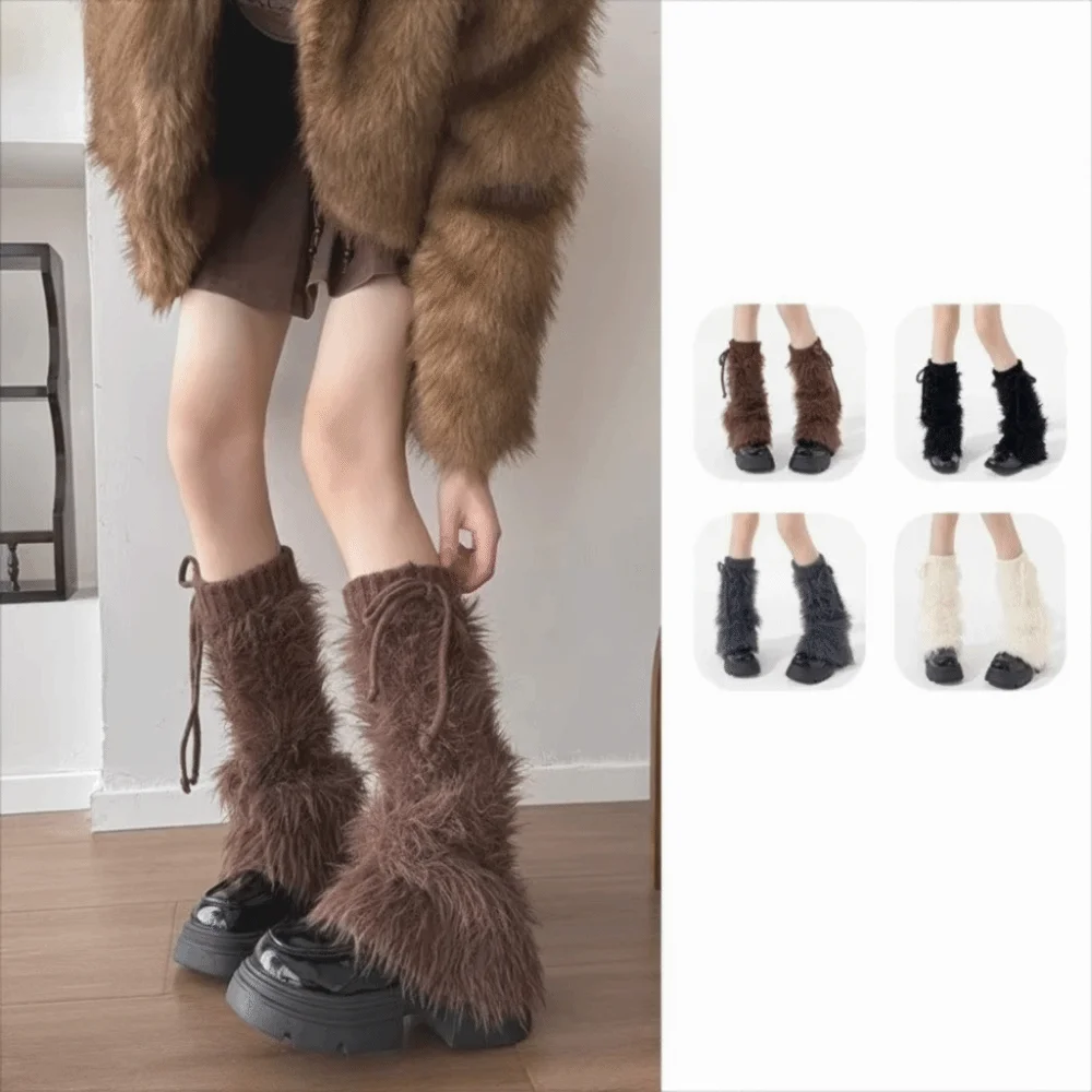 Cozy versatile Leg Guards Y2K Warm Furry Leg Warmers Thickened Furry Boots Cover Winter Season for Women