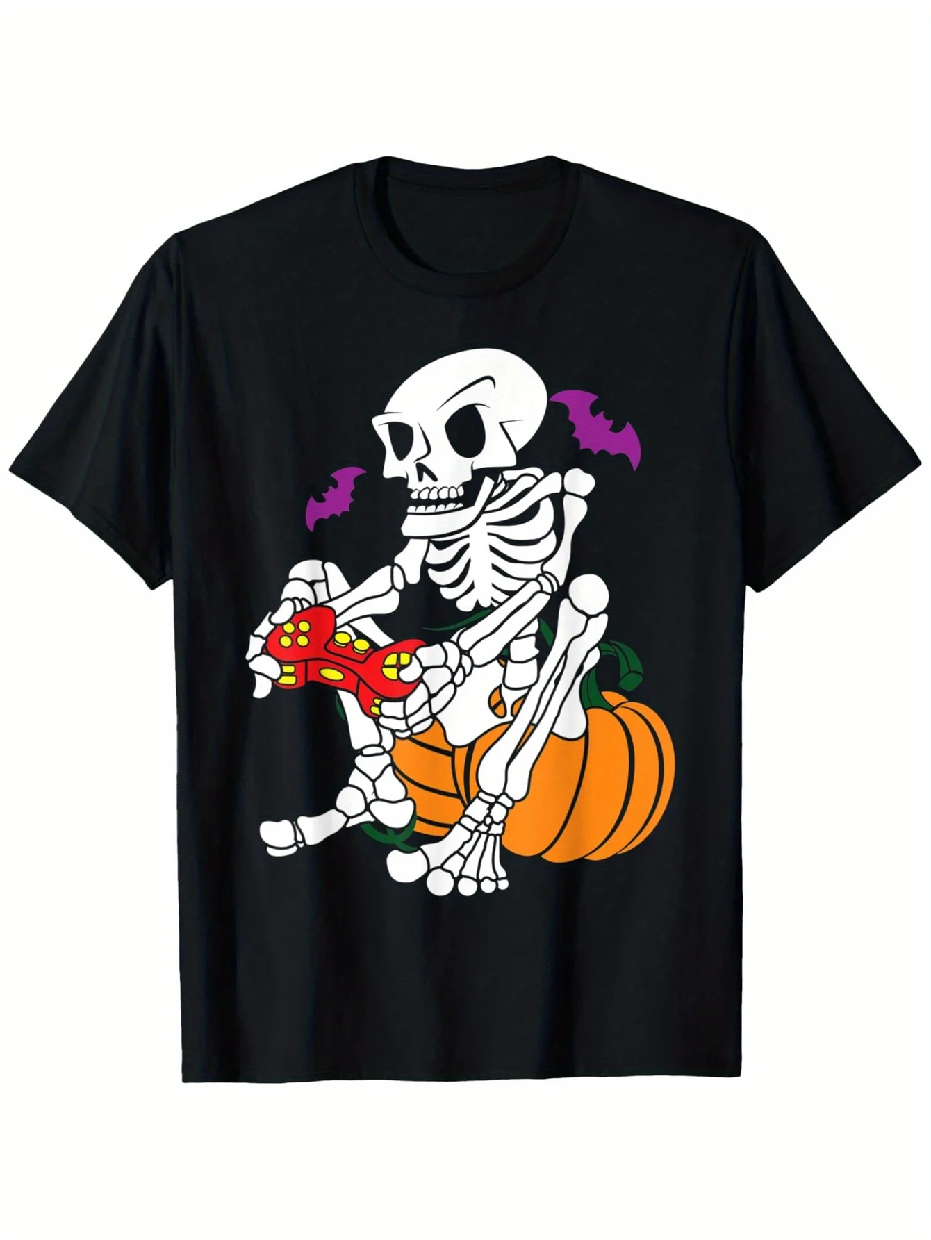 

Мужская футболка со скелетом для игр на Хэллоуин, дышащая уличная одежда из чистого хлопка для активного отдыха, одежда, уличная мода