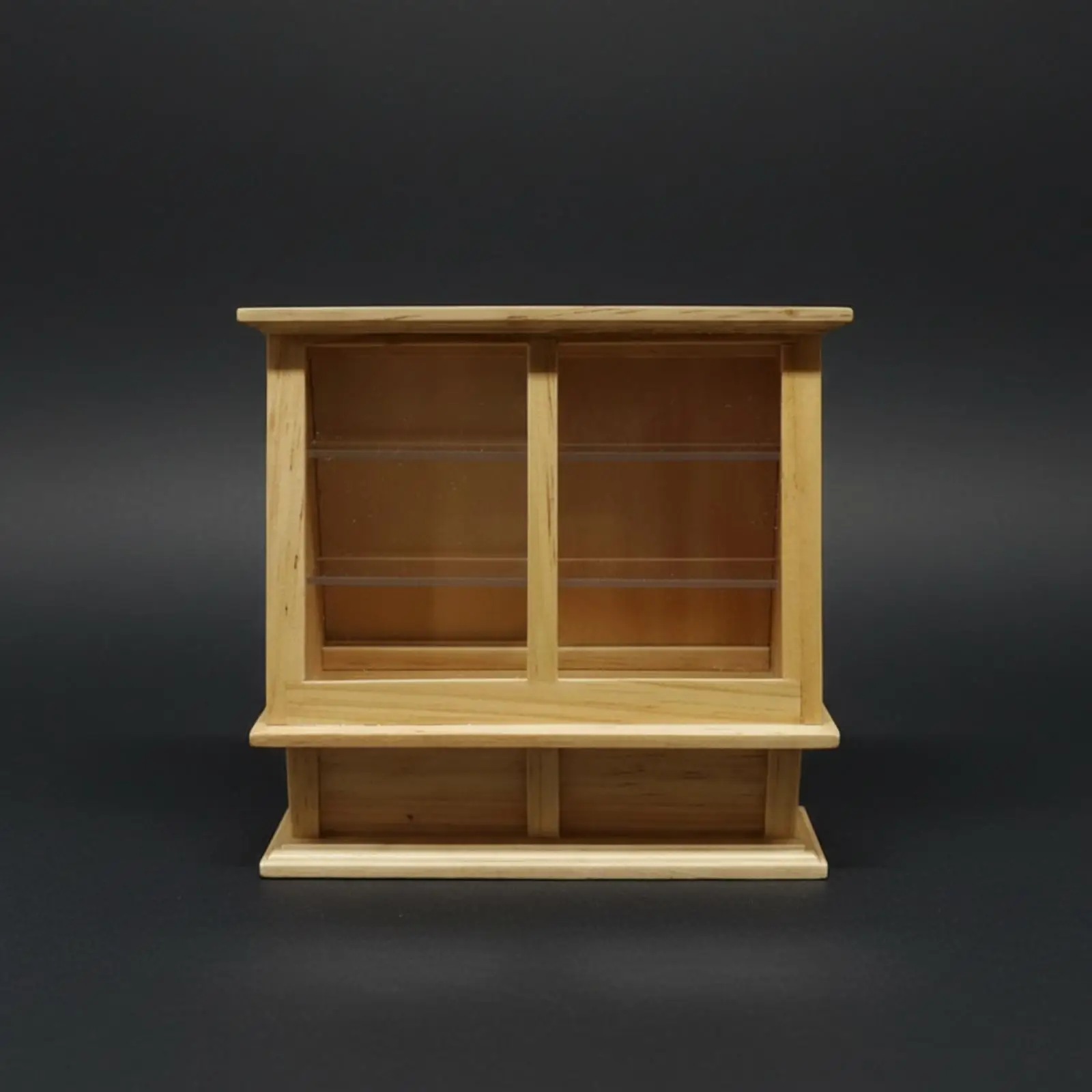 1 12 Scale Dollhouse Oak Wood Display Shelf Mini Store Counter Cabinet for Dolls House Shop Scene Furniture