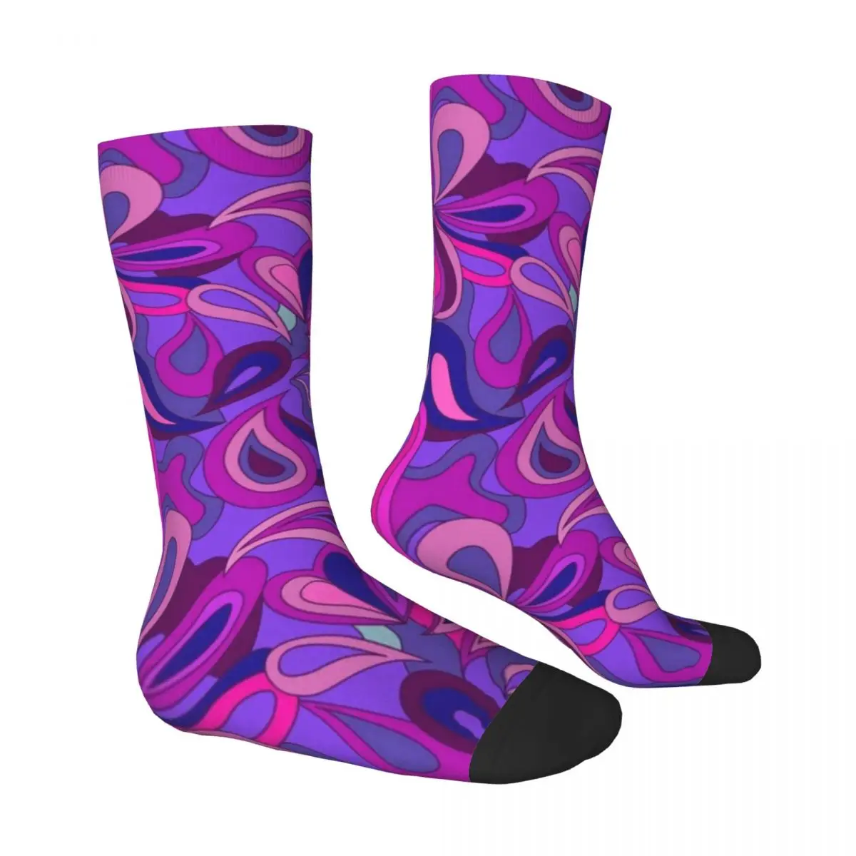 Purple Paisley Print Socks Psychedelic Hippie Gothic Stockings Winter Non Slip Ladies Socks Soft Custom Cycling Socks