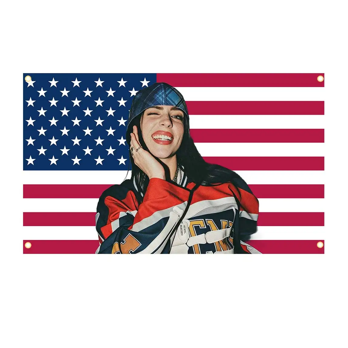 Singer B-Billie E-Eilish Flag Banner Tapestry Hit Me Hard And Soft  For Bedroom Outdoor Decor