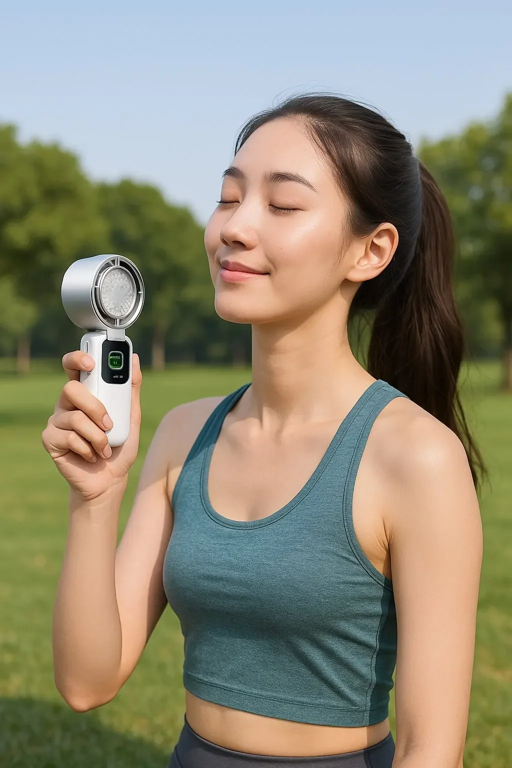 Portable Cooling Handheld Fan 100-Speed Turbo Wind Semiconductor Cooler 4000mAh LED Display USB Rechargeable
