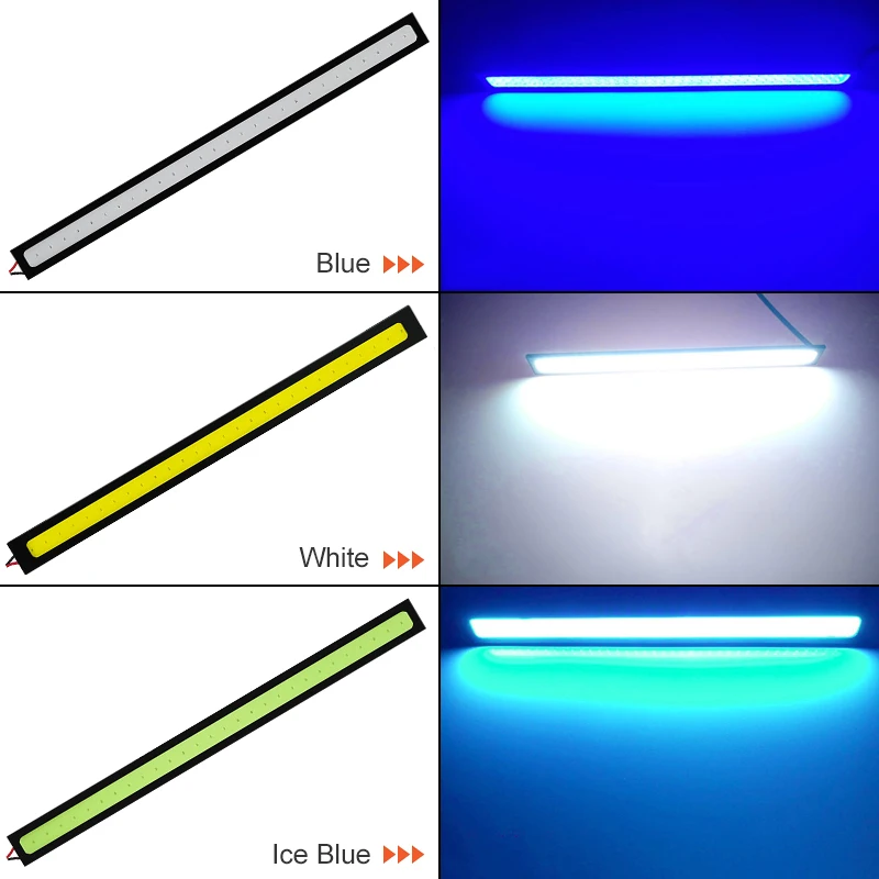 2x 17CM żarówka LED COB 12V 7000K DRL Car Styling Strip wodoodporne LED COB lampa do pracy jazdy światła do jazdy dziennej intensywna biała