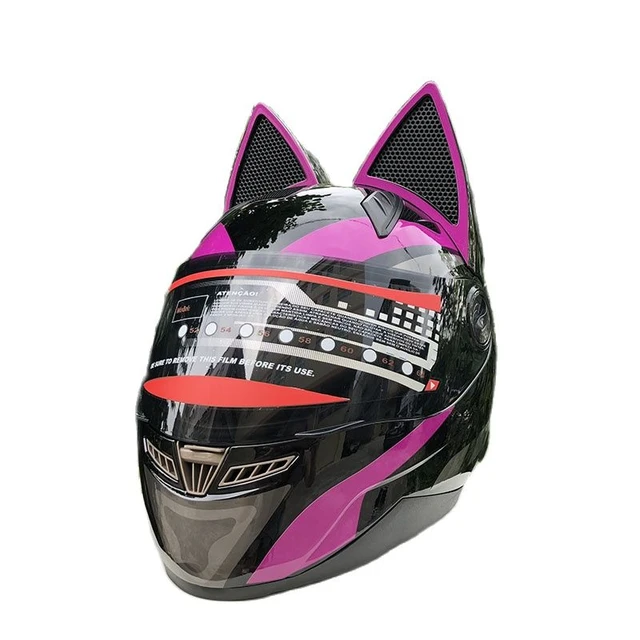 Casco de motocicleta con personalidad para adulto protector de cabeza con orejas de gato Color morado aprobado por ECE AliExpress