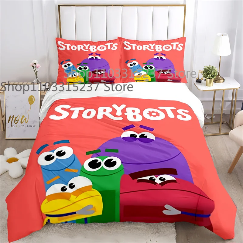 Imagem -05 - A-ask The ss Storybots Logo Duvet Cover Sets Conjunto de Cama Impresso Duplo Queen e King Size Pcs Pcs Crianças