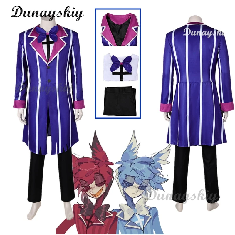 

Fantasy Hazbin Alastor Cosplay Purple Suits Costume Adult Men Male Role Play Uniform Coat Pants Outfits Halloween Carnival Cloth