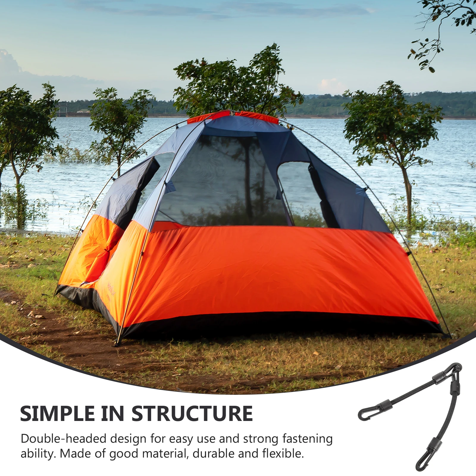 

5 Pcs Elastic String Hook Camping Accessories Bungee Cord with Carabiner Strap Hooks Cords Heavy Duty Outdoor Straps